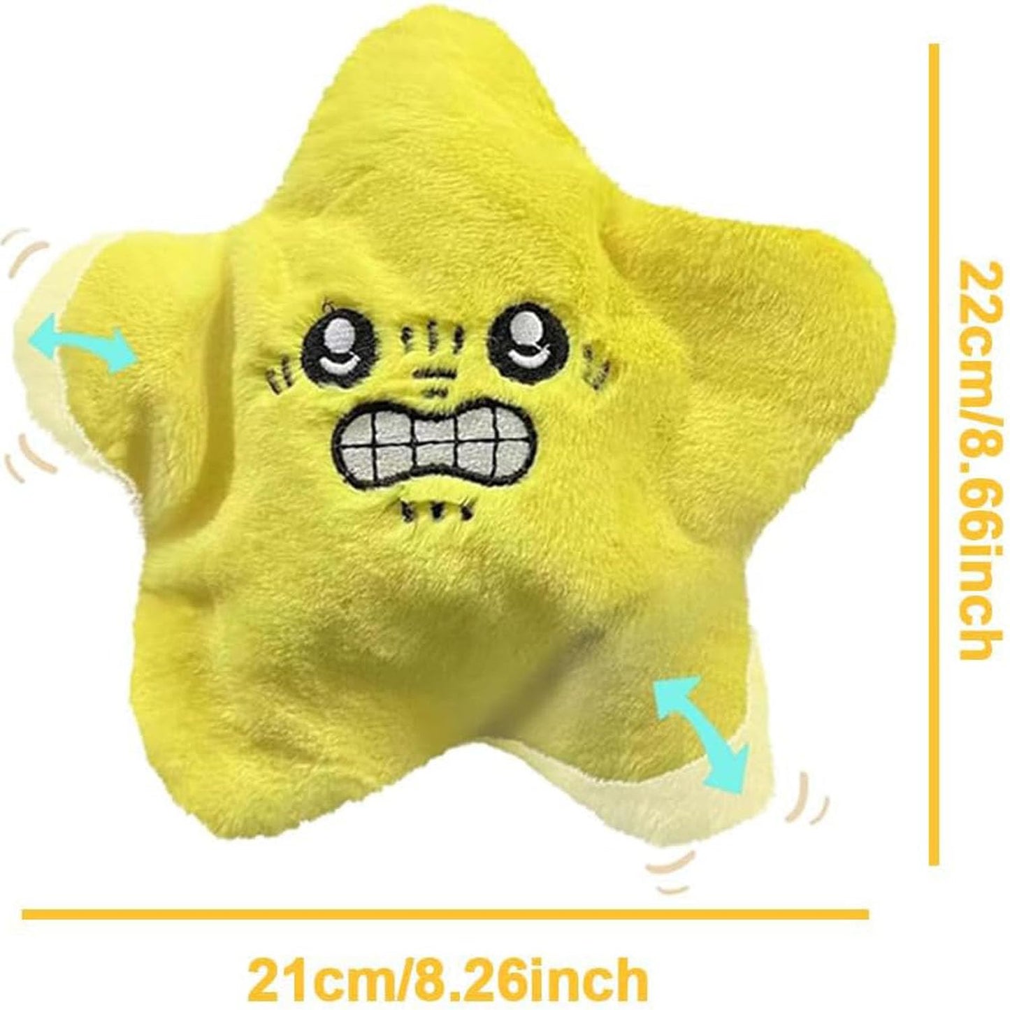 Angry Star Plush Moving, 8in Angry Starfish Toy, Angry Star Car Plush(Yellow)